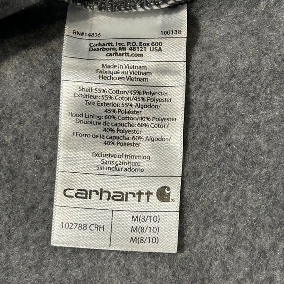 Carhartt Clarksburg Full Zip Hoodie Medium Gray Fleece 102788 Workwear Outdoor - Picture 8 of 12